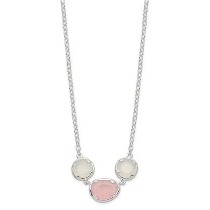 Sterlingsilber Weiß & Rosa Chalcedony Halskette