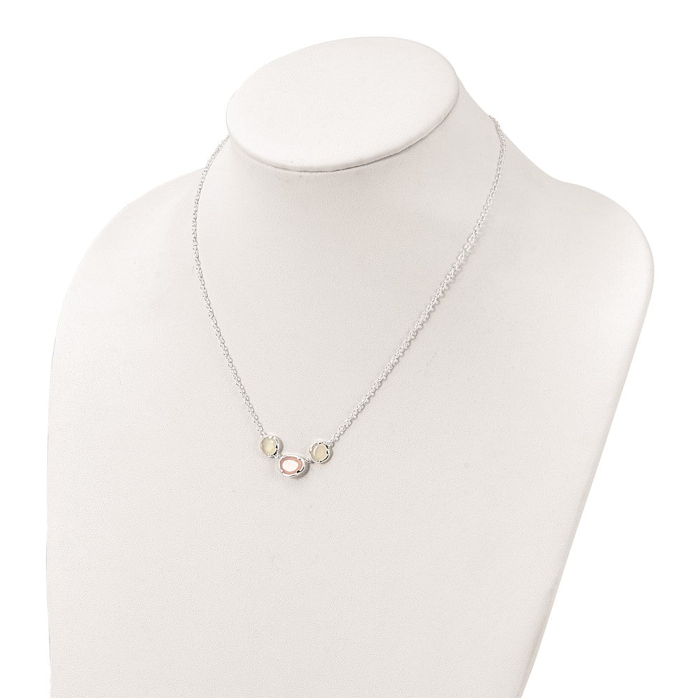 Sterlingsilber Weiß & Rosa Chalcedony Halskette