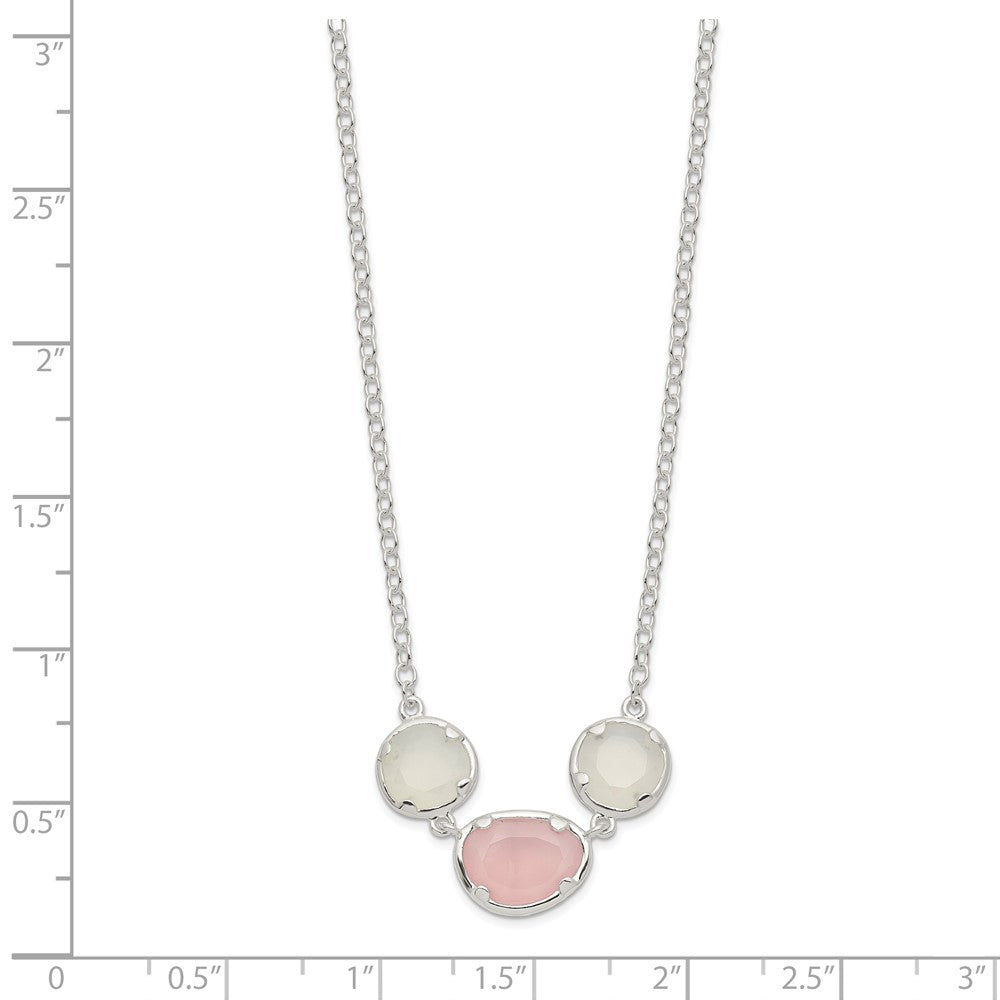 Sterlingsilber Weiß & Rosa Chalcedony Halskette