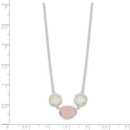 Sterlingsilber Weiß & Rosa Chalcedony Halskette
