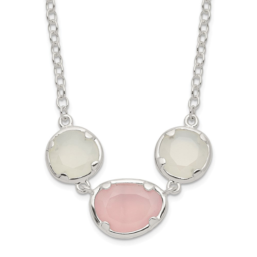 Sterlingsilber Weiß & Rosa Chalcedony Halskette