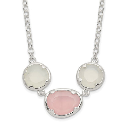 Sterlingsilber Weiß & Rosa Chalcedony Halskette