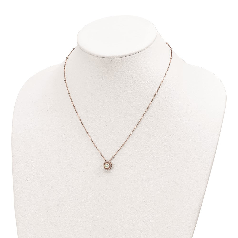 Sterlingsilber Roséfarben Weiß Erzeugt Opal Zirkonia mit 2 in Verlängerung. Halskette