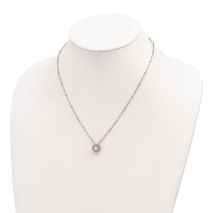 Sterlingsilber Roséfarben Weiß Erzeugt Opal Zirkonia mit 2 in Verlängerung. Halskette