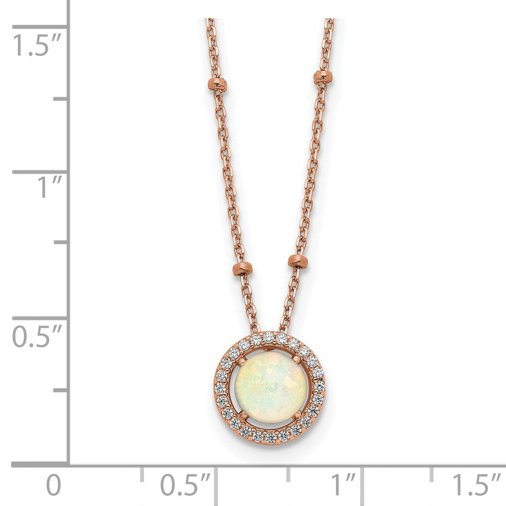 Sterlingsilber Roséfarben Weiß Erzeugt Opal Zirkonia mit 2 in Verlängerung. Halskette