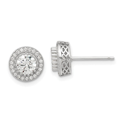 Sterlingsilber Poliert Rhodiniert Zirkonia 18 Zoll Halskette/ Ohrstecker Set