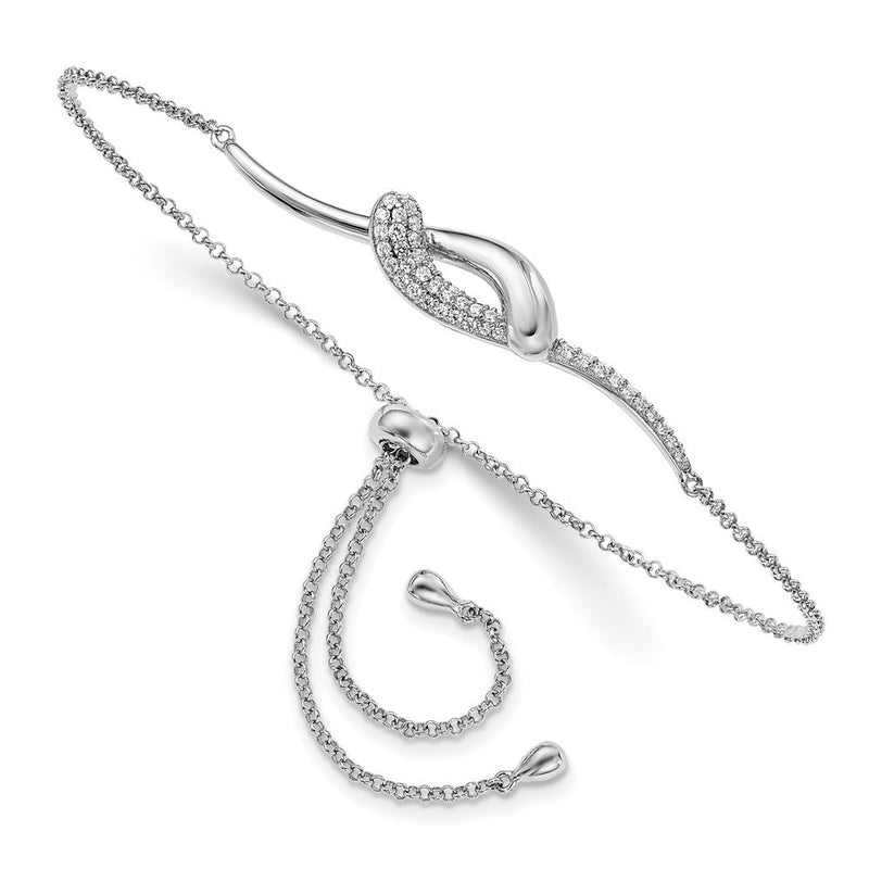 Sterlingsilber Rhodiniert Zirkonia Fantasie Stab Verstellbar Armband