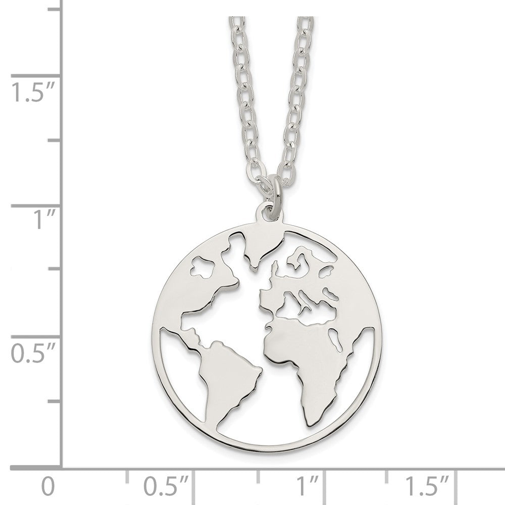 Sterlingsilber Poliert/satin World Mit.75 in Verlängerung Halskette