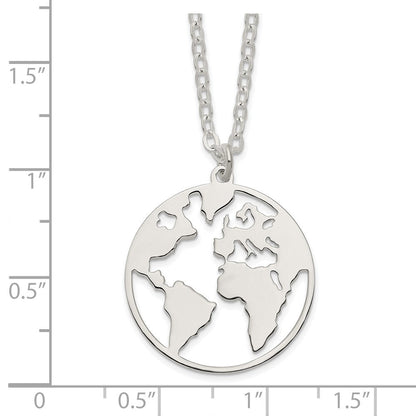 Sterlingsilber Poliert/satin World Mit.75 in Verlängerung Halskette