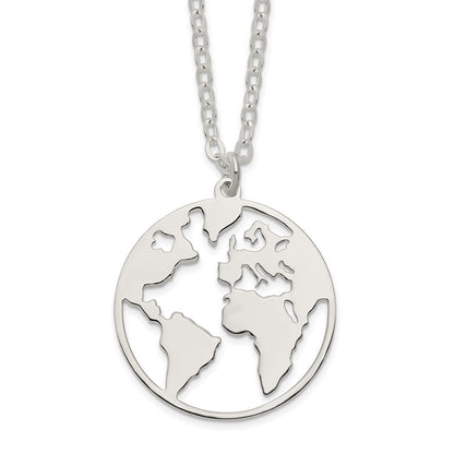 Sterlingsilber Poliert/satin World Mit.75 in Verlängerung Halskette