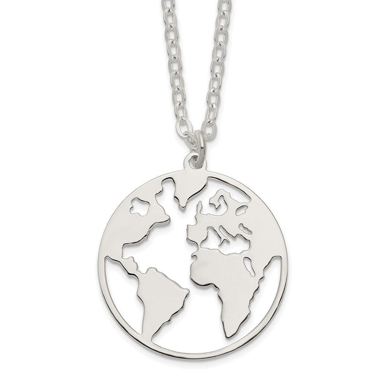 Sterlingsilber Poliert/satin World Mit.75 in Verlängerung Halskette