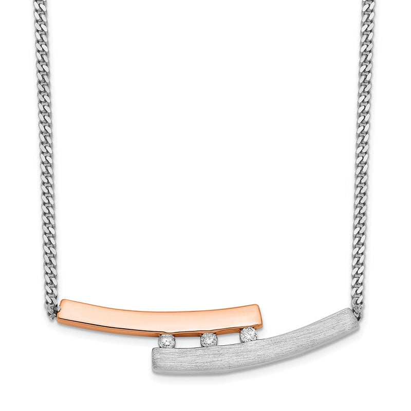 Ss/roségoldbeschichtet Sterlingsilber Rhodiniert-plate Rose Vergoldet Diamant Stab 16.5 Zoll mit 1 Zoll Verlängerung Neck