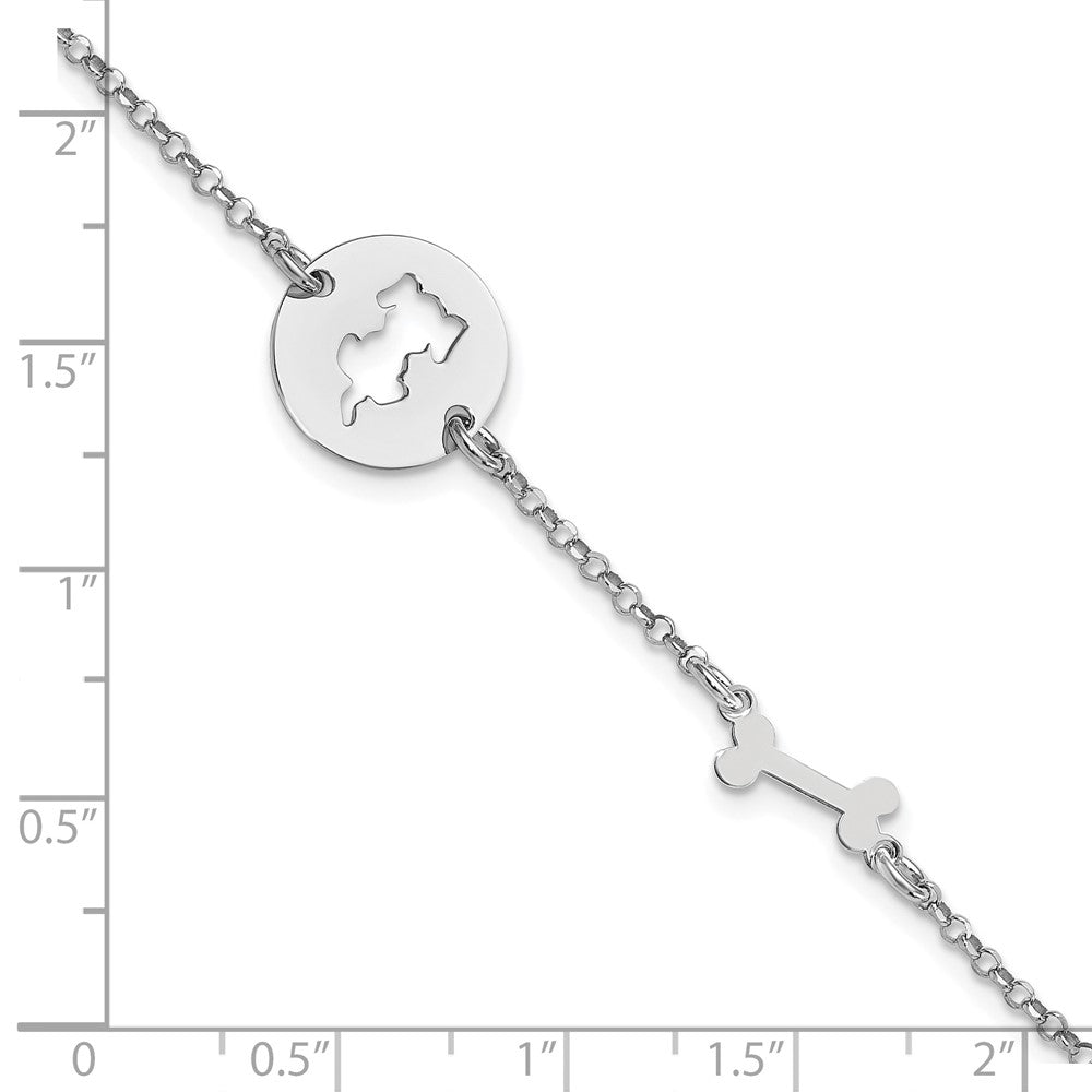 7 Zoll Sterlingsilber Rhodiniert Puppy und Bone Mit.5 in Verlängerung Armband