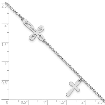 7.5 Zoll Sterlingsilber Rhodiniert 2-cross Mit.5 in Verlängerung Armband
