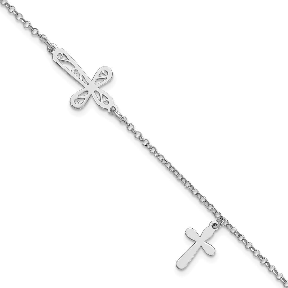 7.5 Zoll Sterlingsilber Rhodiniert 2-cross Mit.5 in Verlängerung Armband