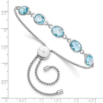 Sterlingsilber Rhodiniert Bluetopaz & Zirkonia Verstellbar Armband