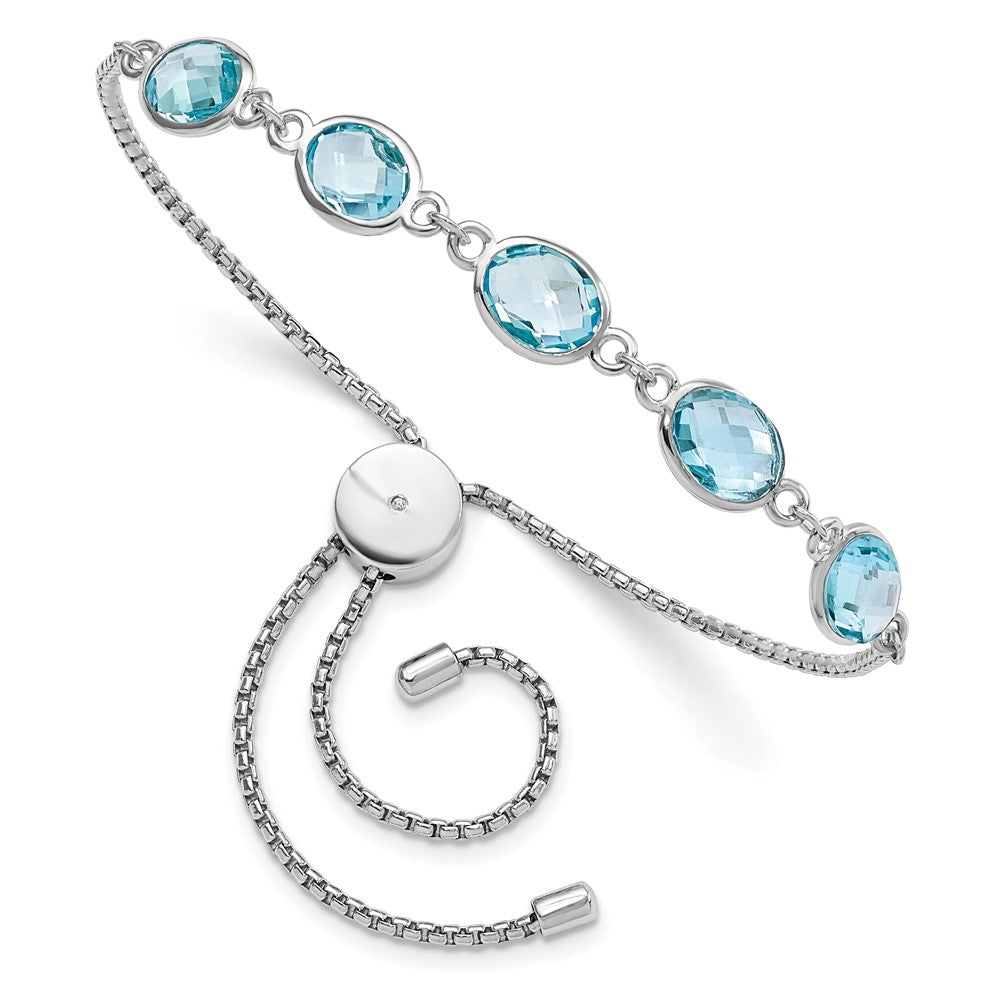 Sterlingsilber Rhodiniert Bluetopaz & Zirkonia Verstellbar Armband