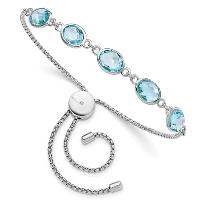 Sterlingsilber Rhodiniert Bluetopaz & Zirkonia Verstellbar Armband
