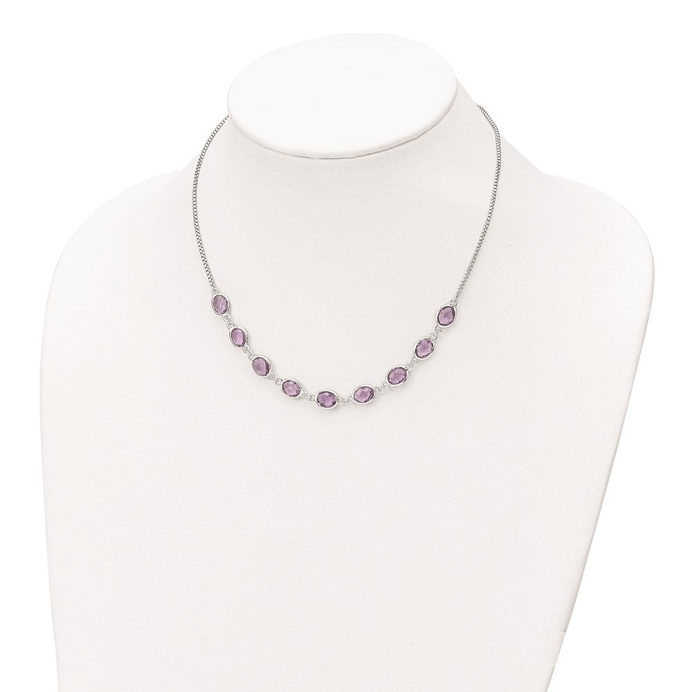 Sterlingsilber Rhodiniert 13.5am Amethyst mit 2 in Verlängerung. Halskette
