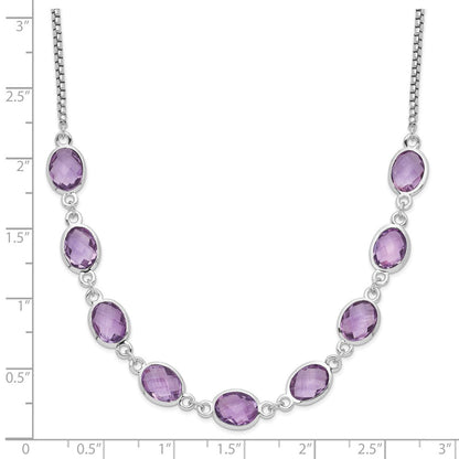 Sterlingsilber Rhodiniert 13.5am Amethyst mit 2 in Verlängerung. Halskette