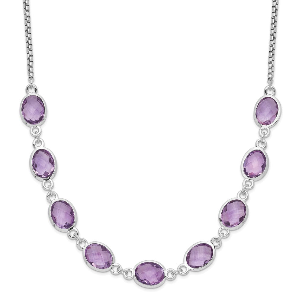 Sterlingsilber Rhodiniert 13.5am Amethyst mit 2 in Verlängerung. Halskette