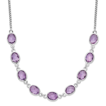 Sterlingsilber Rhodiniert 13.5am Amethyst mit 2 in Verlängerung. Halskette