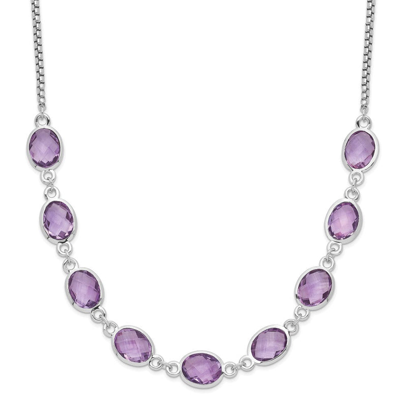 Sterlingsilber Rhodiniert 13.5am Amethyst mit 2 in Verlängerung. Halskette