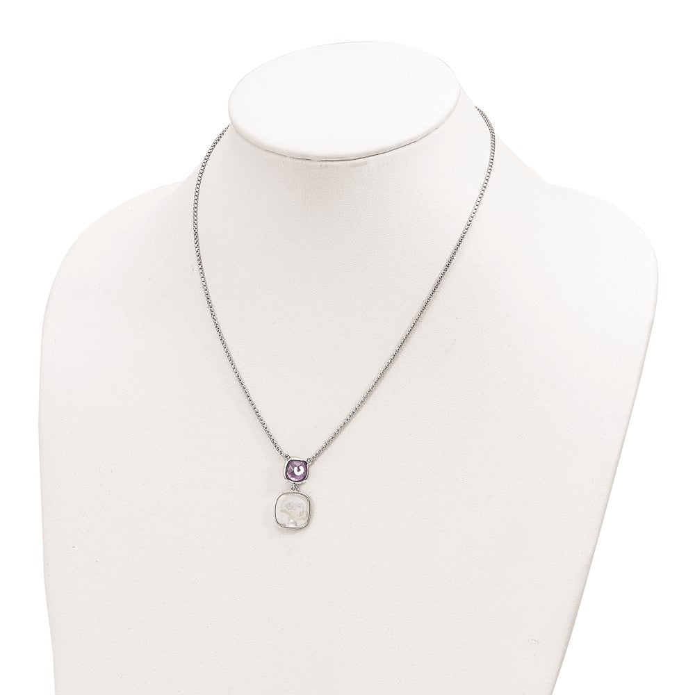 Sterlingsilber Rhodiniert 3.68amethyst/mop mit 2 in Verlängerung. Halskette