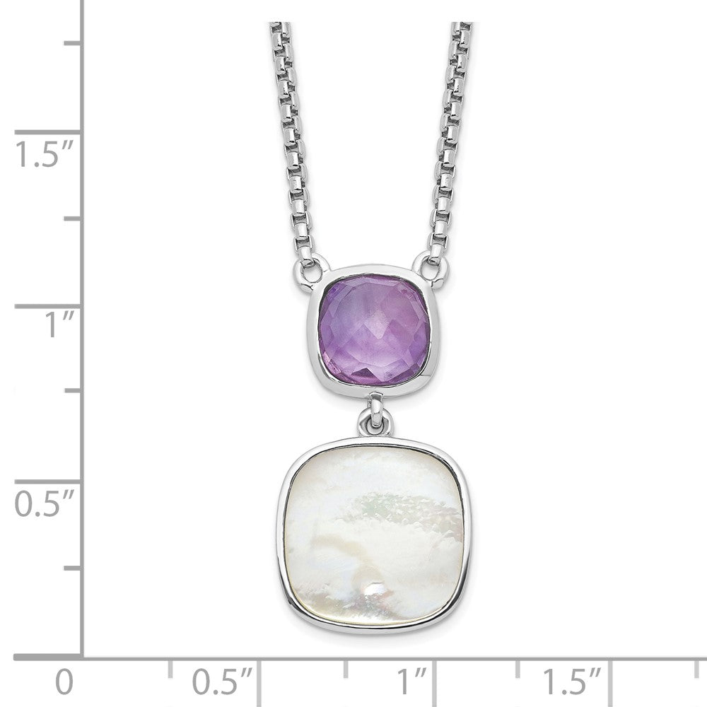 Sterlingsilber Rhodiniert 3.68amethyst/mop mit 2 in Verlängerung. Halskette