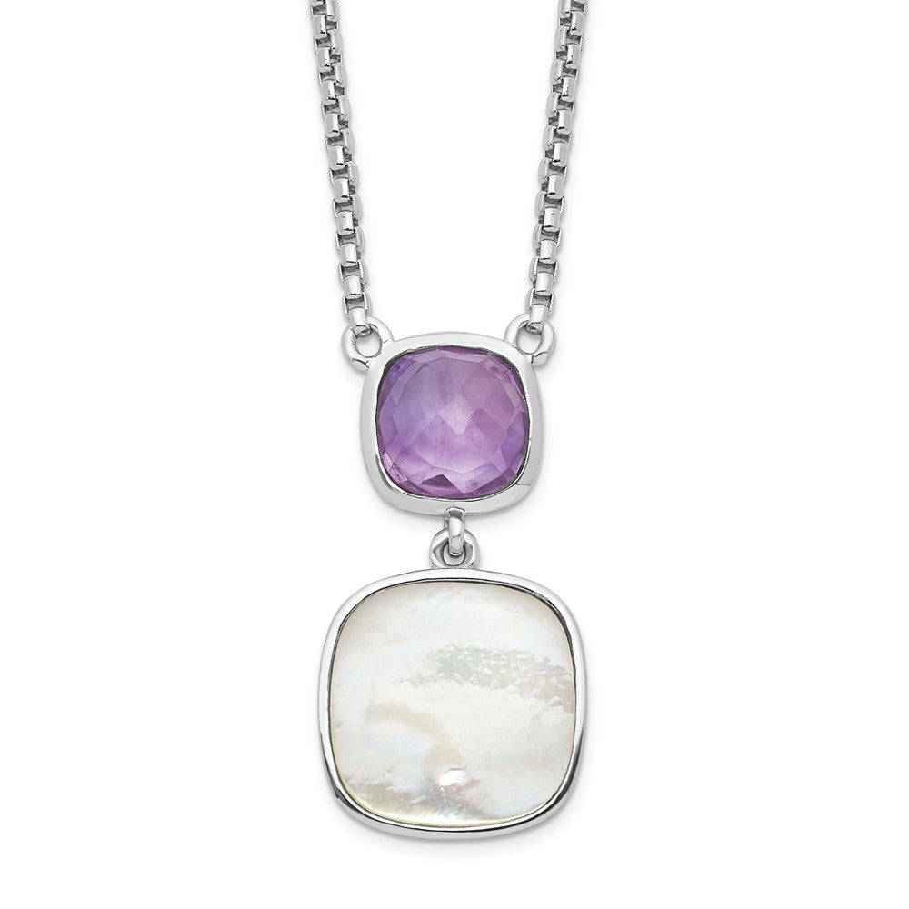 Sterlingsilber Rhodiniert 3.68amethyst/mop mit 2 in Verlängerung. Halskette