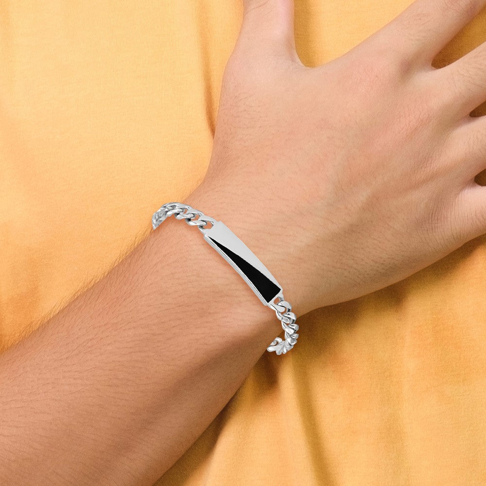 Sterlingsilber Rhodiniert Emailliert Stab Herren 8 Zoll Armband