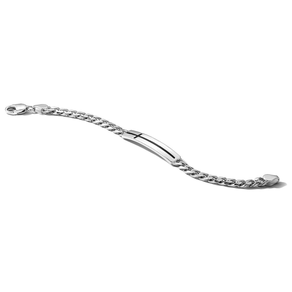 Sterlingsilber Rhodiniert Emailliert Kreuz auf Stab Herren 8 Zoll Armband