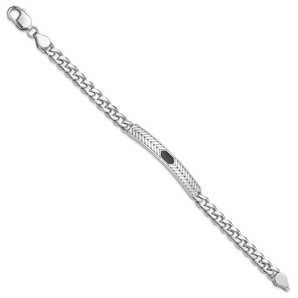 Sterlingsilber Rhodiniert Emailliert Stab Herren 8 Zoll Armband