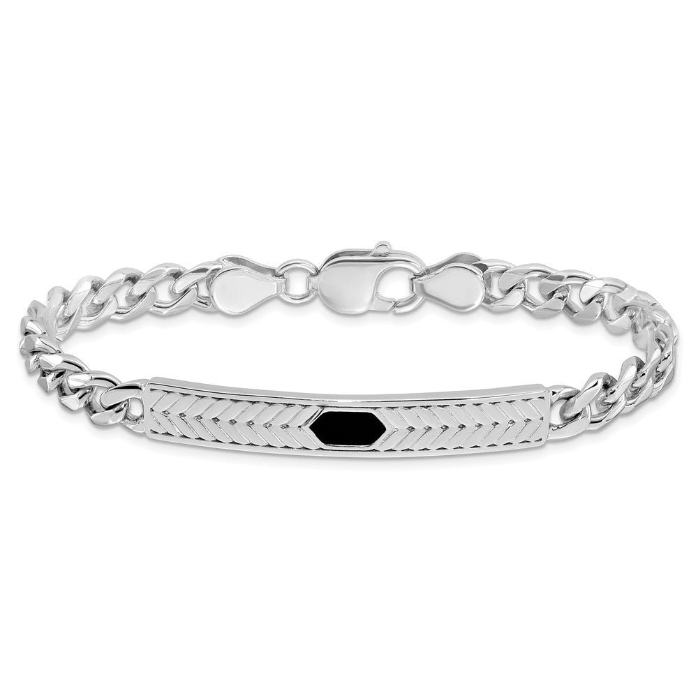 Sterlingsilber Rhodiniert Emailliert Stab Herren 8 Zoll Armband