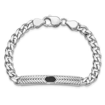 Sterlingsilber Rhodiniert Emailliert Stab Herren 8 Zoll Armband