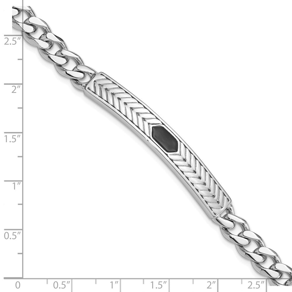 Sterlingsilber Rhodiniert Emailliert Stab Herren 8 Zoll Armband
