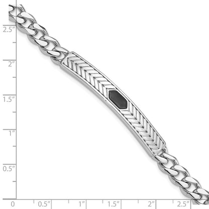 Sterlingsilber Rhodiniert Emailliert Stab Herren 8 Zoll Armband