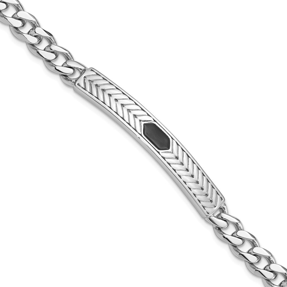 Sterlingsilber Rhodiniert Emailliert Stab Herren 8 Zoll Armband
