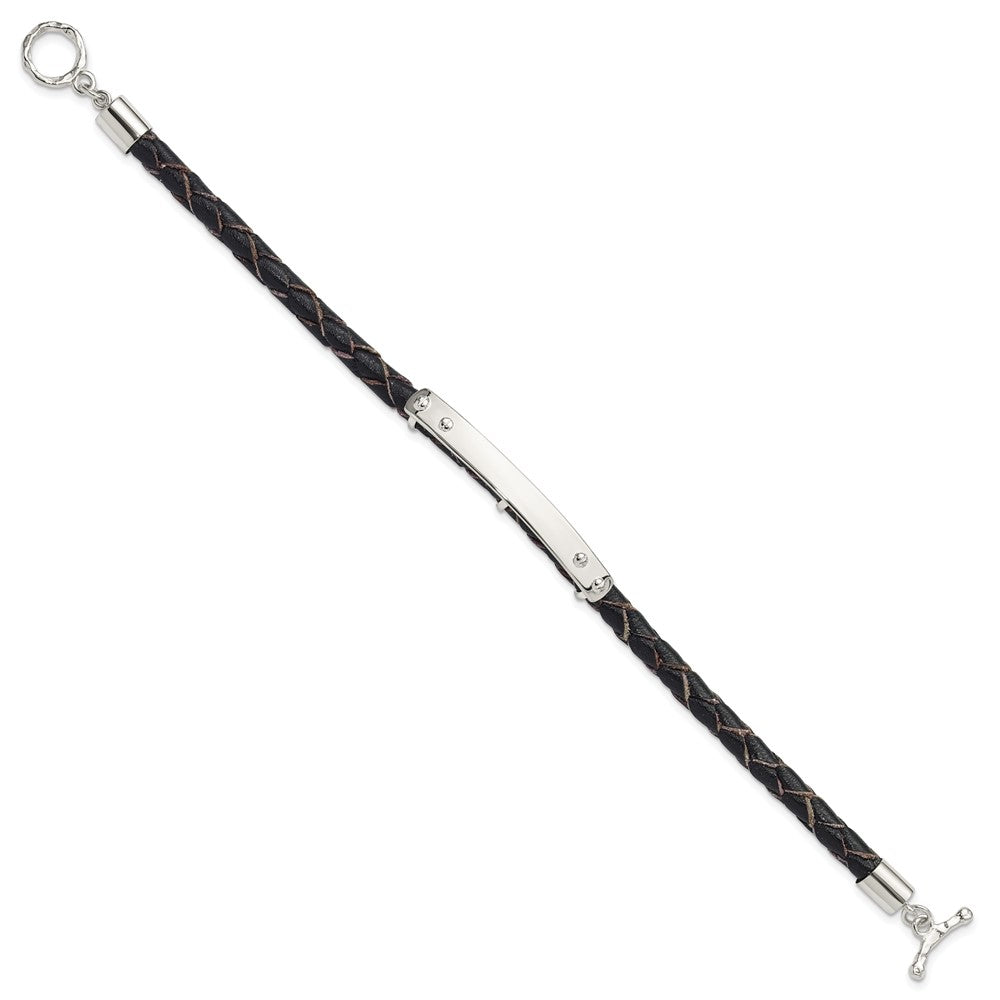 Sterlingsilber Echt Leder Id 8 Zoll Knebel Armband
