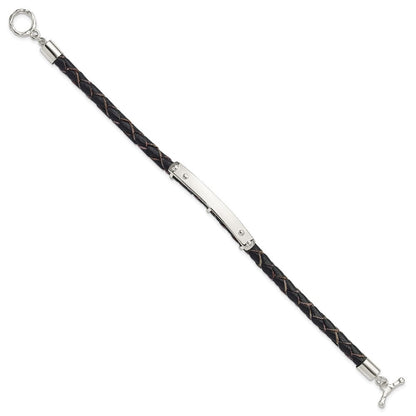 Sterlingsilber Echt Leder Id 8 Zoll Knebel Armband