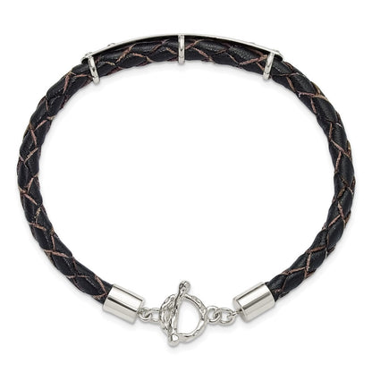 Sterlingsilber Echt Leder Id 8 Zoll Knebel Armband