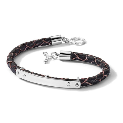 Sterlingsilber Echt Leder Id 8 Zoll Knebel Armband