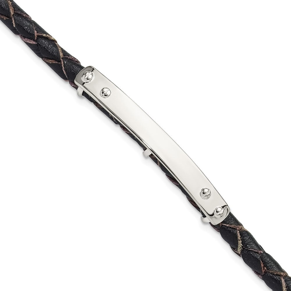 Sterlingsilber Echt Leder Id 8 Zoll Knebel Armband
