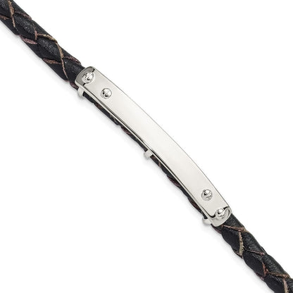 Sterlingsilber Echt Leder Id 8 Zoll Knebel Armband