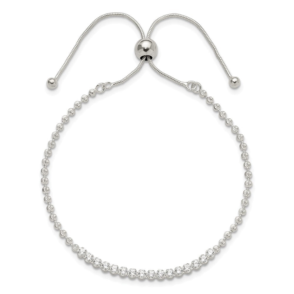 Sterlingsilber Poliert Diamantiert mit Zirkonia Verstellbar Armband