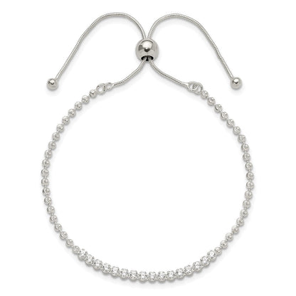 Sterlingsilber Poliert Diamantiert mit Zirkonia Verstellbar Armband