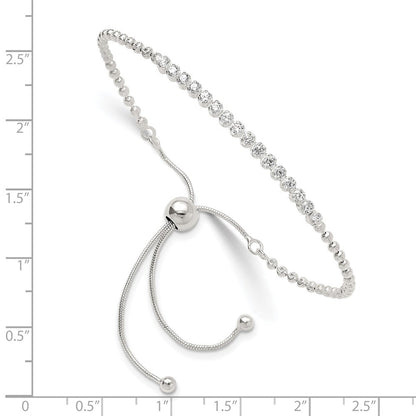 Sterlingsilber Poliert Diamantiert mit Zirkonia Verstellbar Armband