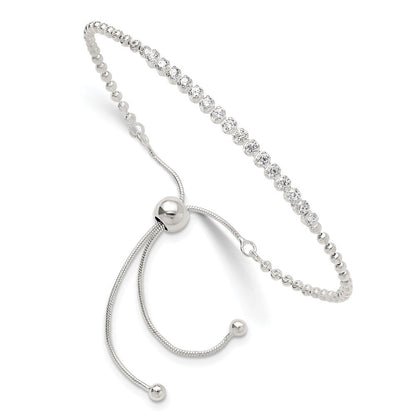 Sterlingsilber Poliert Diamantiert mit Zirkonia Verstellbar Armband