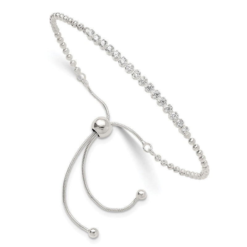Sterlingsilber Poliert Diamantiert mit Zirkonia Verstellbar Armband