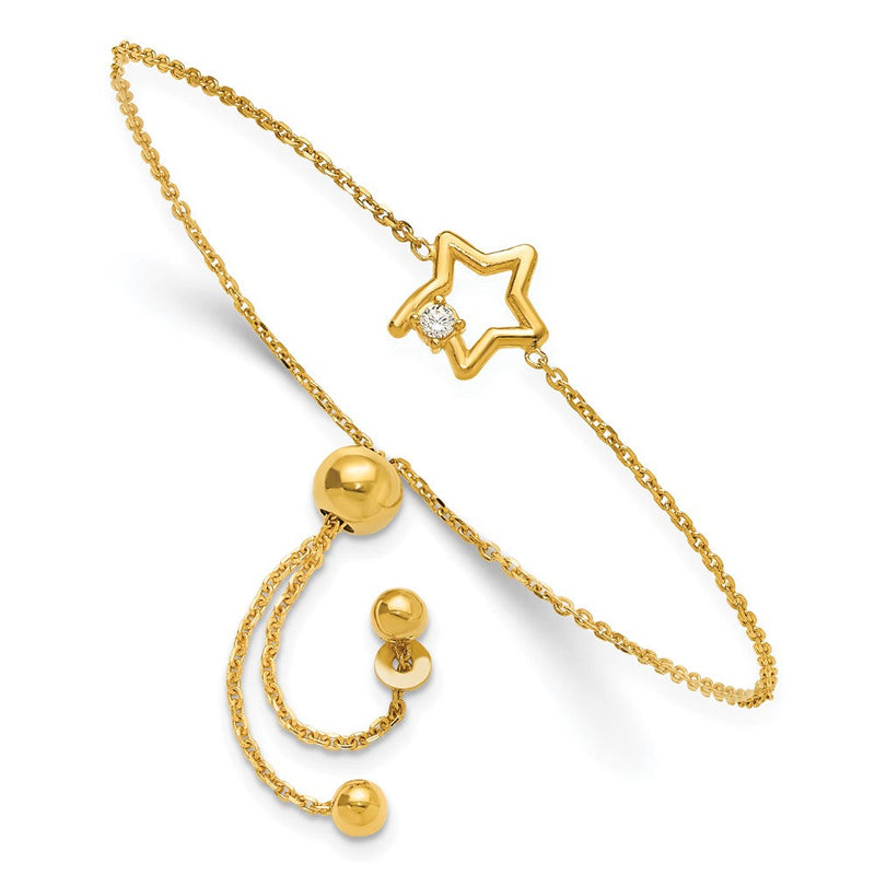 Sterlingsilber Vergoldet Offen Stern mit Zirkonia Verstellbar Armband